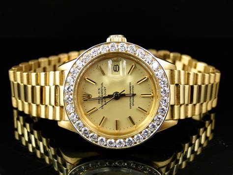 rolex gold watch women|previously owned ladies Rolex watches.